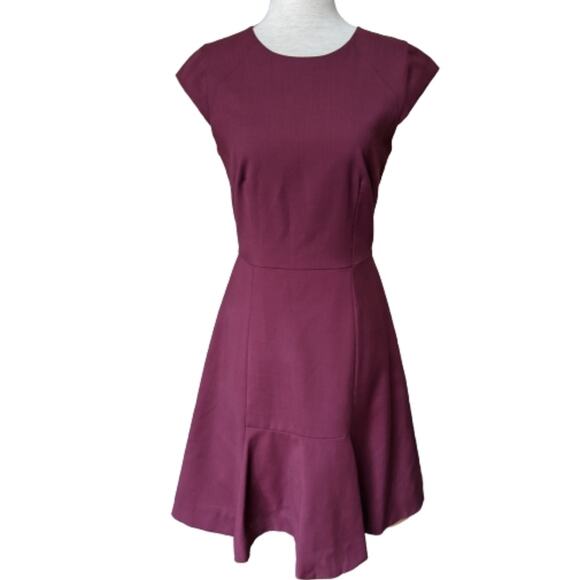 J CREW Burgundy Wool Flare-hem Dress 2 - Picture 1 of 9